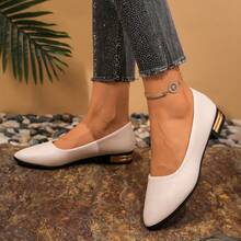 1 Pair European & American Style Pointed Toe Casual Shoes For Teen Girls, Versatile Daily Wear - Beige - View 9