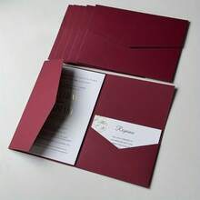 25pcs Tri-Fold Pocket Wedding Invitation Cards With Envelopes, Simple Invitation Envelopes For Engagement, Quinceanera, Christening, DIY Invitations, 5*7 Inch Invitations, Pocket Invitations, Valentine's Day Envelopes - Ivory - View 8