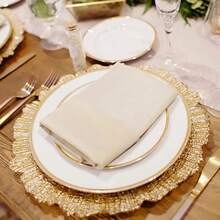 Gold Charger Plates Set Of 12 Reef Plate Chargers For Dinner Plate Round Plastic Table Chargers For Thanksgiving Christmas - Vàng - Xem 5