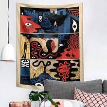1pc Cosmic Vision Printed Tapestry, Polyester Tapestry, Wall Decor For Living Room, Bedroom, Office, Home Decor, Party Decor, Rectangular Printed Kitchen Wall Hanging Cloth With Drape, Comes With 3 Wall Nails And 2 Clips - Multicolor - View 9