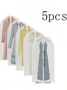 10 Stück/5 Stück/1 Stück Kleiderschutz, moderne halbdurchsichtige staubdichte Haushaltshülle, verstärkter Reißverschluss Anzugsabdeckung, wasserdichte Kleidungsabdeckung, Hochzeitskleid Schutz - Weiss - Übersicht 15