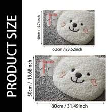 1 covor de baie din microfibră cu model de ursuleț alb mic, antiderapant și super moale, preș de ușă, covoraș de absorbție a apei pentru baie, lavabil la mașină, cu fir scurt, spate TPR, material tricotat, pentru baie, dormitor, bucătărie, intrare, utilizare în interior și exterior, accesorii și decor pentru baie, cadou perfect pentru casă nouă. - Multicolor - Vizualizare 3