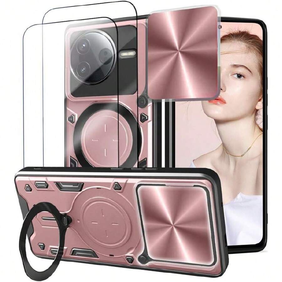 Funda para Xiaomi Poco F7 Pro y Redmi K80 5G Case - con Protector de Pantalla y Soporte de teléfono Incorporado - Rosa,37008876 - Rojo y blanco - Ver 1