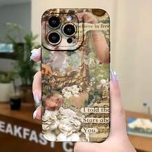 2026 nueva funda de teléfono esmerilada, funda de teléfono con arte floral y vintage con texto romántico "Creo en el amor libre, le dije a las estrellas sobre ti" para iPhone 17 14 Pro Max 13 12 11 Xs X  Galaxy S23 S22 S21 S20 Plus Ultra funda protectora para pareja regalo de San Valentín cumpleaños para él y ella - Negro - Ver 5