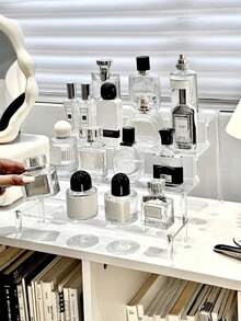亚克力梯形展示架，化妆品收纳盒，多层透明香水展示架，DIY多层展示架，卧室书架，多功能梯形收纳架，适用于存放香水、护肤品、化妆品、浴室用品、卧室用品、家居装饰等。 - 無色 - 查看 7