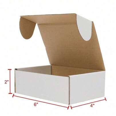 50 Pcs White Outside Yellow Inside Corrugated Paper Boxes - 6x4x2 Inch (15.2*10*5cm) For Shipping Packaging Storage Use