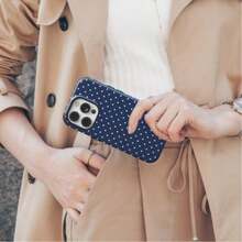 Navy Blue Polka Dot Phone Case, Compatible With IPhone 17 16 15 14 13 12 Pro Max, For Galaxy S25 S23, And Pixel.