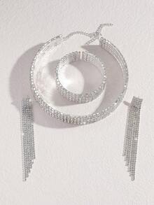 4件套新娘首饰套装，包含项链、手链、耳环，别具一格的高端时尚配饰。情人节配饰