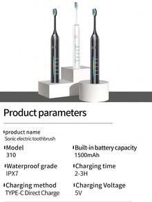 This Rechargeable Electric Toothbrush Features 5 Cleaning Modes (Clean/Whiten/Care/Pulse/Polish), Comes With 4 Replacement Brush Heads, A 2-Minute Smart Timer And A 30-Second Zone Reminder, Is IPX7 Waterproof, Has Long Battery Life, And Is Suitable For Home And Travel Use. - Multicolor - View 9