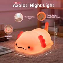 Axolotl Noche Luz, Linda Lámpara Táctil de Silicona para Niños con Temporizador, Lámpara de Noche LED Recargable, Regalo para Niñas y Niños, Decoración para la Habitación Infantil(Dinosaur),36985910 - Azul Cadete - Ver 5