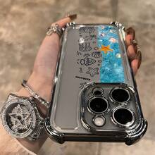 Funda de Teléfono con Tema Oceánico a para Varios Modelos de, Color Electrochapado de Alta Gama, Funda Protectora Transparente a Prueba de Golpes, Función Anticaída, Diseño Impreso de Moda, Hecha de Materiales Duraderos, Perfecta para U - Colores mixtos - Ver 5