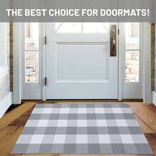 IOHOUZE Buffalo Plaid Checkered Rug 27.5inch X 43inch Front Door Mats, Washable Area Rugs For Front Porch Decor, Spring Summer Welcome Mats Outdoor, Gray White Rug For Farmhouse/Entryway/Home Entrance,One-Size,GreyandWhite24inchx38inchRectangular - 灰白色 24 英吋 x 38 英吋長方形 - 查看 10