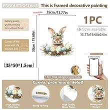 1PC Canvas Wall Art_Nursery Decor Printed Rabbit Burrow Motif, Watercolour Easter Art, Rabbits With Flowers, Spring Blossoms, Farm Animals, Easter Egg Design, Rabbit Garland - Framed Nursery Wall Art Perfectly Suited For Children's Room Decor, Playroom Decor Children's Room Decor Nursery Decor Daycare Decor Girls' Bedroom Girls' Room Decor Children's Room Decor Boys' Bedroom Boys' Room Decor Girls' Bedroom Decor