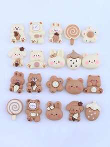 10米卡通棕熊及动物图案奶油色树脂DIY手机壳、冰箱贴、发圈配饰，随机发货 - 彩色 - 查看 5