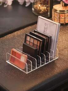 眼影盘化妆品收纳盒 亚克力化妆品收纳盒 7格分隔梳妆台收纳架 抽屉和浴室现代化妆品收纳架 - 無色 - 查看 7