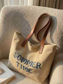 Túi đeo vai thời trang mới cho nữ đi làm, dung tích lớn, túi tote đa năng - Màu Khaki - Xem 8