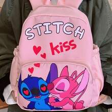 Stitch Printed Aesthetic Backpack - Multifunctional Lightweight Everyday Bag, Suitable For Commuting, Travel Or Casual Outings, Also A Great Back-To-School Essential And Gift Choice - Fabric Daily Backpack With Multiple Pockets For Organizing Books, Electronics And Personal Items - Multicolor - View 4