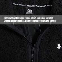 Under Armour Herrstickad jacka, ståkrage, lös passform, Journey Fleece FZ Casual Sweatshirt, fuzzyfoder, varm, avslappnad passform, träningsdräkt 1373872 - Svart/vit - Visa 4