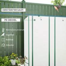 Szklarnia Outsunny z dachem dwuspadowym, podwójnymi drzwiami, półkami, odporna na zimę stalowa szklarnia, ogrzewana szklarnia na balkon lub do ogrodu, szklarnia na pomidory 144 x 48 x 152 cm, szklarnia na pomidory i warzywa, biała - Biały - Zobacz 4