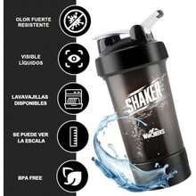 Botella de Agua o Shaker para Suplementos Fitness y Deportes de 650ML con Almacenamiento Giratorio de 3 Capas, Caja de Medicamentos, sin y 100% a Prueba de Fugas ()(Negro) - Multicolor - Ver 4