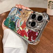 1pcs Sun & Ocean Pearl Beaded Phone Case Compatible with Apple Phone17 16 15 14 13 12 11 ProMax Antidrop Phone Case, Camera Protection Phone Case, Vintage, Light Luxury Style, Exquisite, Stunning, Can Be Given To Friends, You Can Give It To Yourself - Plateado - Ver 4