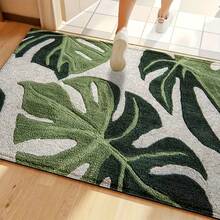 1pc Green Leaf Pattern Super Soft Microfiber Bath Mat, Non-Slip Absorbent Bathroom Rug, Door Mat, Bathroom Shower Mat, Machine Washable, Low Pile, TPR Backing, Knitted Fabric, Suitable For Bathroom, Bedroom, Kitchen, Entryway, Indoor & Outdoor Use, Bathroom Accessory And Decor, Housewarming Gift - Multicolor - View 7