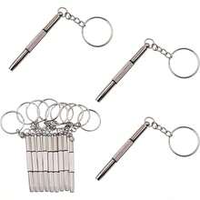 5/10/20pcs Precision Steel Eyeglasses & Watch Repair Screwdriver Tool Kit With Keychain - Portable Eye-Care Manual Tools, 3-In-1 Eyeglasses Screwdriver, Multi-Function Screwdriver - Silver - View 7