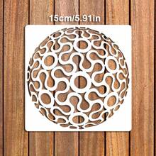 1pc 3D Spherical Wavy Optical Illusion Template - Abstract 3D Sphere Painting Template, Suitable For DIY Fabric, Canvas, Wall Art, Furniture And Home Decor - Geometric Curve And Circle Pattern Transfer Guide - one-size - View 5