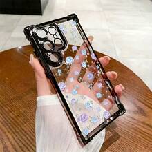 Funda de Teléfono con Patrón Floral Morado Fresco Compatible con 25 S24 S23 S22 S21 S20 FE S20 Ultra A03s A04E/M04 A05s A06 4G A13 4G A15 4G/5G A25 5G A32 4G A55 5G A03 A04 A05 A12/M12 4G A13 5G/A04S A16 4G/5G A35 5G S20 S20 Plus A34 S21 FE Ultra Plus 4G 5G, Funda Trasera Transparente Suave a Prueba de Golpes - Colores mixtos - Ver 1