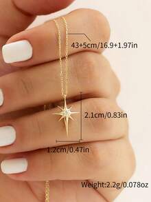 1 buah Kalung Liontin Oktagram yang Modis, Elegan & Minimalis - Emas - View 4