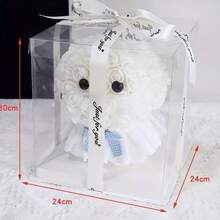 1 Set Realistic Rose Flower Decor White Dog, Suitable For Graduation Gifts, Birthday Presents, Anniversary, Mother's Day, Party Decorations (No Box) - Multicolor - View 3
