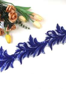 Mới XDH8659 Ngọc Trai Thêu Với Kim Sa Lấp Lánh Phụ Kiện Quần Áo DIY Thêu Ren Viền Cho Váy Cưới Mạng Che Mặt Đầu, Chiều Dài: 3ft, Chiều Rộng: 4.3in - trắng - Xem 15