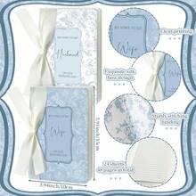 2 Pcs  Wife And Hand Wedding Vow Books With Ribbon Bow Floral Vow Books Notebook Wedding Vows Bride And Groom With 48 Pages 3.94 X 5.91 Inches Bridal Shower Gifts - Black - View 2