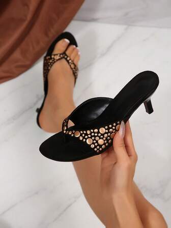 FVPFVP 2025 New Arrival High-End European & American Style Rivet Thong Sandals, Suede Platform Flip Flops For Women, Summer Outdoor Wear