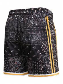 Men's 8/24 Black Basketball Shorts, Casual Embroidered Stitched Zipper Pockets Sports Pants For Party - Black - View 2
