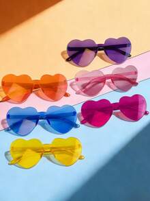 Heart-Shaped Sunglasses, Candy Jelly Colors, Unique Design, Suitable For Both Men And Women, Fashionable Heart-Shaped Glasses - Nhiều màu - Xem 3