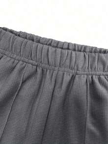 1pc Women's Casual Loose Waffle Straight Leg Pants, Versatile & Fashionable For Outdoor - Dark Grey - View 6