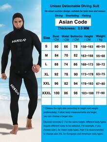 HISEA 3.0mm Women's Neoprene Freediving Wetsuit; Men's Two-Piece Freediving And Hunting Wetsuit; Unisex Hooded Diving Wetsuit - Black - View 9