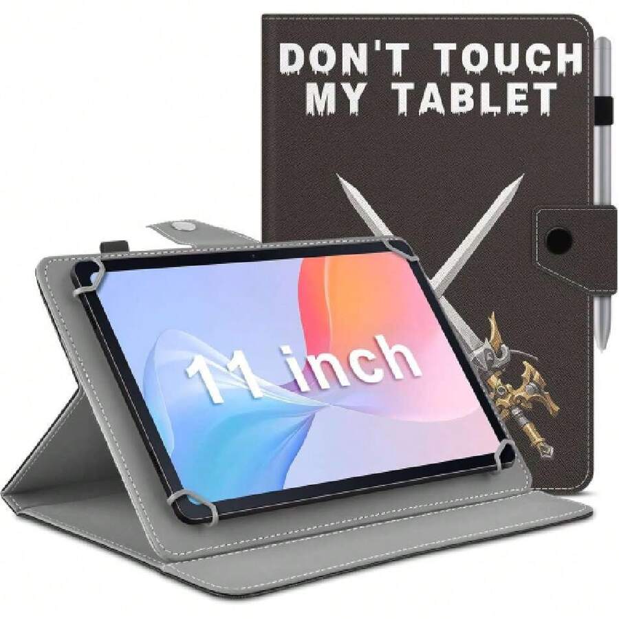 - Funda universal para tablet de 11 pulgadas, funda para tablet de 11.5 pulgadas, funda protectora portátil de piel sintética, con 4 anillos fijos, para todo tipo de tabletas,37000078 - Rojo y blanco - Ver 1
