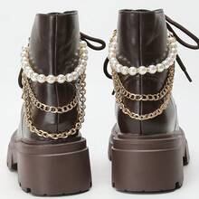 2pcs Pearl Chain Shoe Accessories, Multi-Layer Faux Pearl Chain Shoe Decor, Detachable Boot Chain Ornament, Chic & Elegant Chain Accessory, Unisex Design, Delicate Shoe Decoration, Suitable For Boots, Crystal Beauty Accessories, Party Item, Shoe, Spring Summer Picks, Brides Maid Gifts, Room, Bedroom Decor, Bedroom Decor, Beach, Travel, For Men, For Women, Vacation, Women's Day, Travel Essentials, Wedding Favors, Y2k, Bedroom, Car Accessories Women, Kitchen Decor, Cute Stuff - Multicolor - View 3