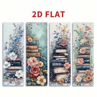 4枚亚克力花卉植物主题书签，专为爱书人士设计，优雅的自然风格书签，适合欣赏自然美学的女性。