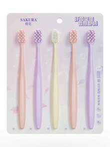 5pcs Ultra-Soft Plush Cloud-Like High Quality Adult Family Couple Sakura Toothbrushes - Multicolor - View 12