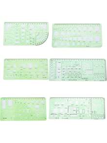 Plantilla de Dibujo Geométricos, Regla de Dibujo de Diseño Arquitectónico, para Oficina Estudio y Diseño (6 piezas),36979365 - Multicolor - Ver 5