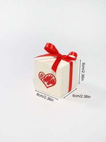 5pcs Valentine's Themed Mixed-Shape Favor Boxes, Stylish Heart & "LOVE" Design, Red/Gold/White Boxes With Satin Bows, Perfect For Valentine's Goodie Bags, Romantic Holiday Treats, Couple Gathering Supplies & Festive Decor - 6x6x6cm - View 7