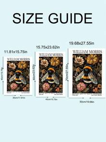 1pc William Morris-Inspired Bee & Floral Canvas Art Print Modern Retro Poster, Animal Theme Wall Decor For Living Room, Bedroom, Home Office - Botanical Nature Insect Wall Art, Festival Gifts, Office Decor, Kitchen Decor, Wall Arts, Wall Decor, Home Decor, Room Decor, Canvas Wall Art, Posters, Wall Art With Frame, Optional Frame - Multicolor - View 10