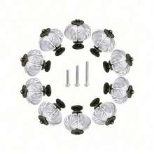 Acrylic Cabinet Knobs, Clear Pumpkin Dresser Knobs Antique Vintage Decorative DIY Handles Pulls For Wardrobe, Closet, Drawers, Kitchen Furniture Or Kids Room With 3 Sized Screws - Clear - View 1