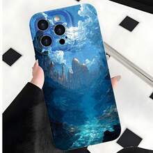2026 nueva funda de teléfono esmerilada, funda de teléfono con impresión de paisaje de castillo submarino para  17 15 Pro Max  17 14 Pro  17 13  Galaxy S23 S22 S21, carcasa de protección para teléfono, funda de pareja, regalo para novio o novia, presente de vacaciones - Blanco antiguo - Ver 7