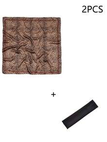 1条女士90*90时尚豹纹印花方巾，新款夏季头巾，可作腰带、装饰品、丝带、发带或领巾使用，适合日常穿着。 - 02-咖啡 - 查看 13