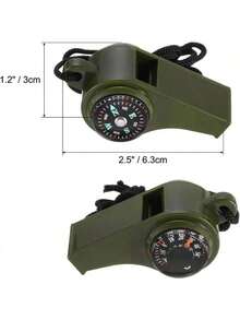 5pcs/3pcs/1pc Outdoor Sports Emergency Whistle, 3-In-1 Emergency Whistle, Multi-Functional Survival Whistle With Compass And Thermometer, Floating Whistle With Lanyard, Suitable For Boating, Swimming, Kayaking, Water Survival, Hiking, Camping, Outdoor Activities. Loud Safety Whistle With Compass And Thermometer, Perfect For Camping, Hiking, Outdoor Adventure, Referee And Cheerleading, Loud Survival Whistle, Military Green, Self-Rescue/First Aid - Multicolor - View 4