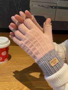 1 Pair Fashion Autumn/Winter Thickened Flip-Top Half Finger Gloves, Knitted Knitted Half Palm Fingerless Touchscreen Gloves For Men And Women, Suitable For Daily, Outdoor, Cycling, Students, Writing, Home Office, Typing, Keeping Warm, Can Be Given As Holiday Gifts To Friends And Family